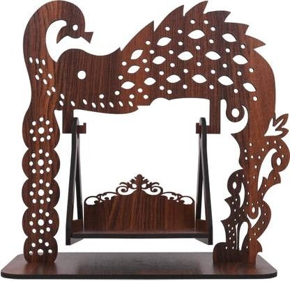 Traditional Wooden Jhula - Devotional Krishna Swing