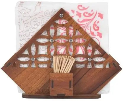 Elegant Wooden Tissue Stand with Toothpick Holder - Perfect for Dining Tables