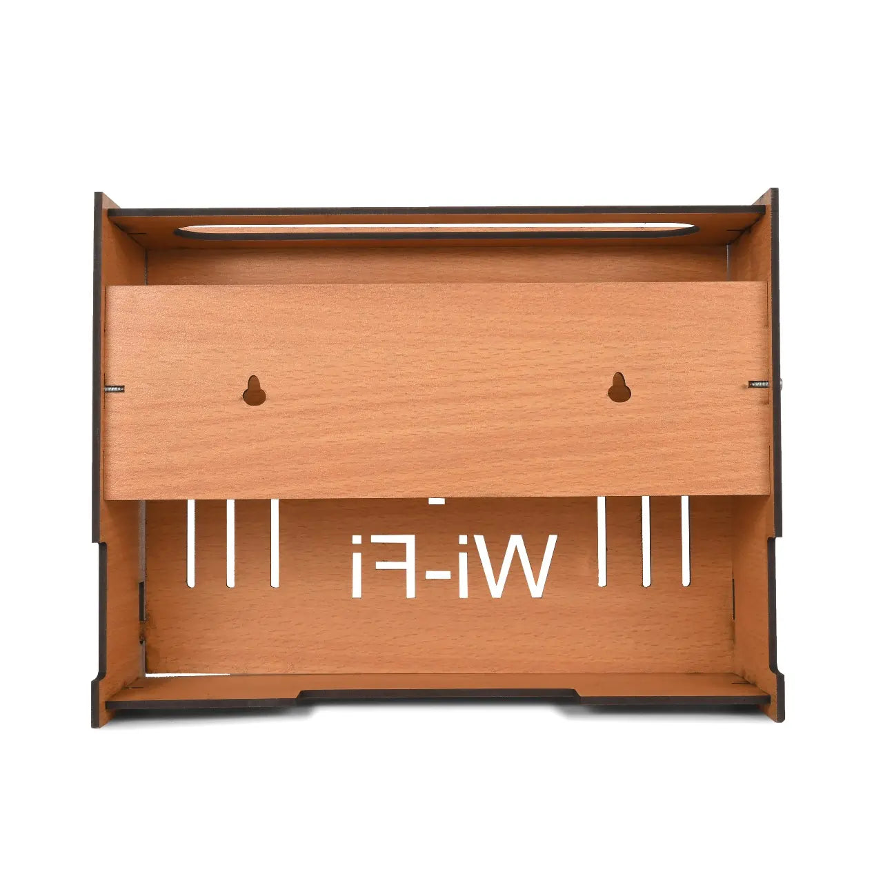 Wooden Wall-Mounted Wi-Fi Router Stand with Cable Management