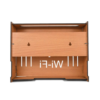 Wooden Wall-Mounted Wi-Fi Router Stand with Cable Management