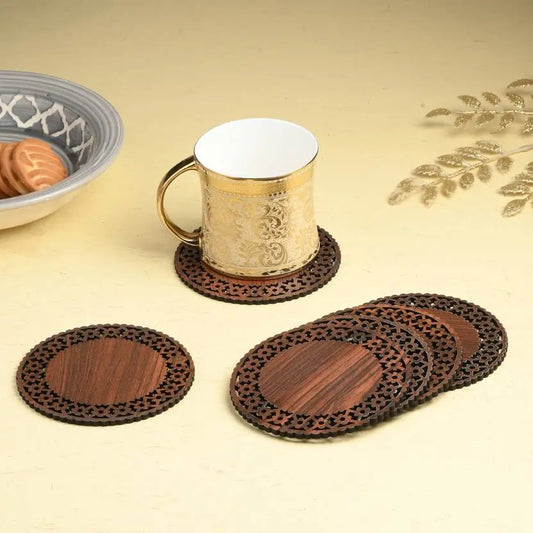 Handcrafted Wooden Tea Coaster Set