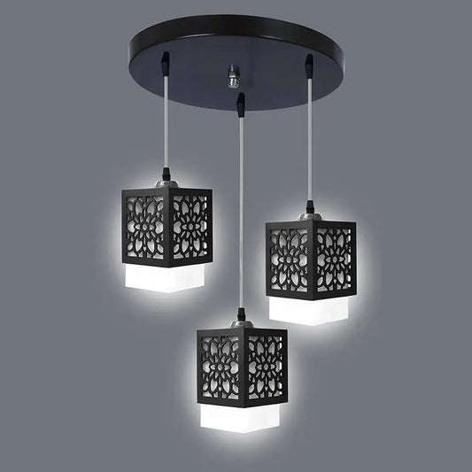 3 in 1 Ceiling Hanging Lamp with Floral Cut-Out Design