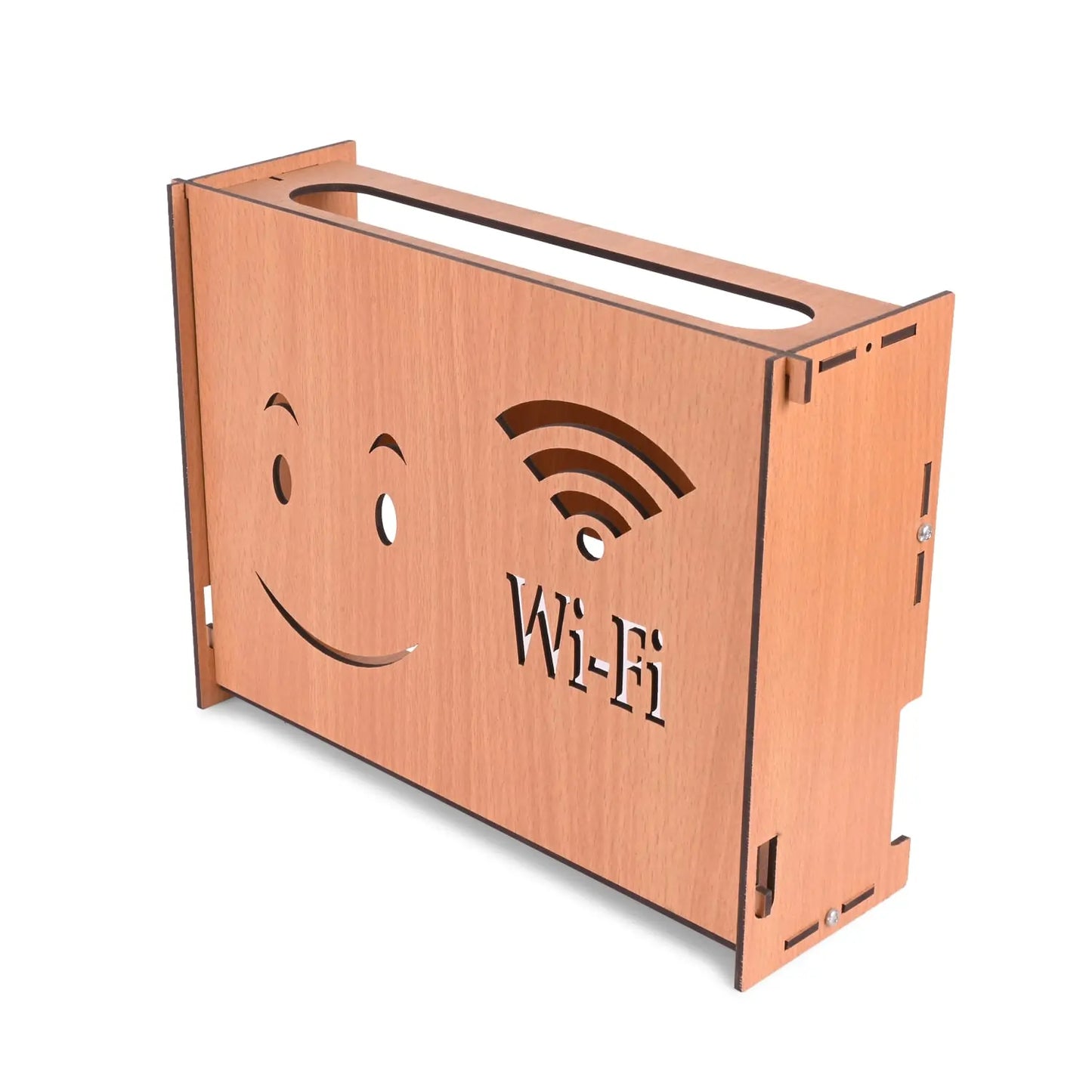 Wooden Wall-Mounted Wi-Fi Router Stand with Cable Management