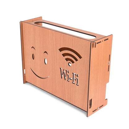 Wooden Wall-Mounted Wi-Fi Router Stand with Cable Management