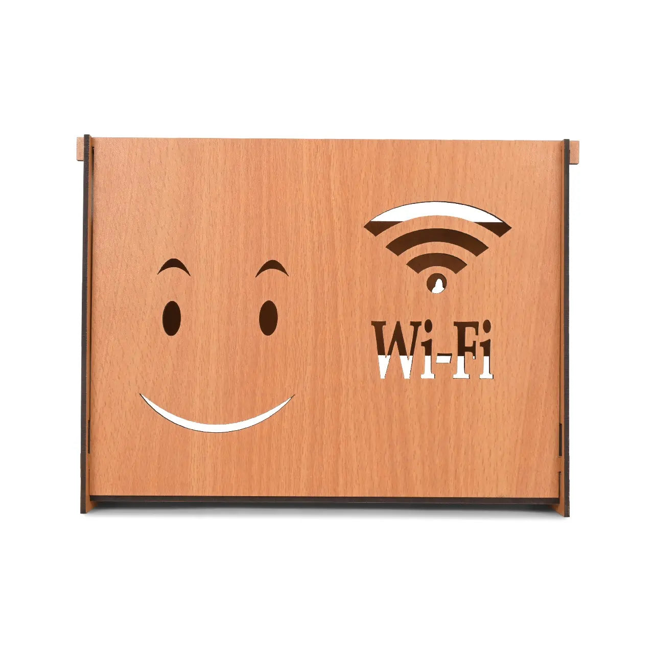 Wooden Wall-Mounted Wi-Fi Router Stand with Cable Management