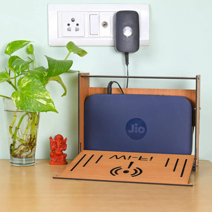 Wooden Wall-Mounted Wi-Fi Router Stand with Cable Management