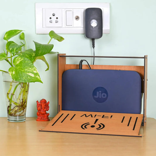 Wooden Wall-Mounted Wi-Fi Router Stand with Cable Management