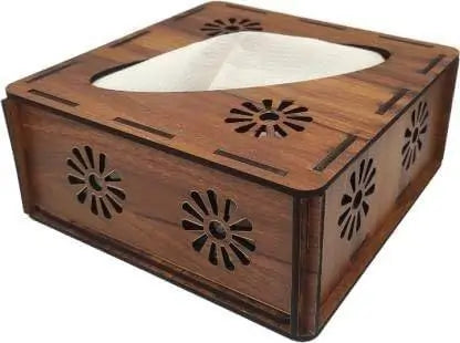Elegant Wooden Tissue Stand with Toothpick Holder - Perfect for Dining Tables