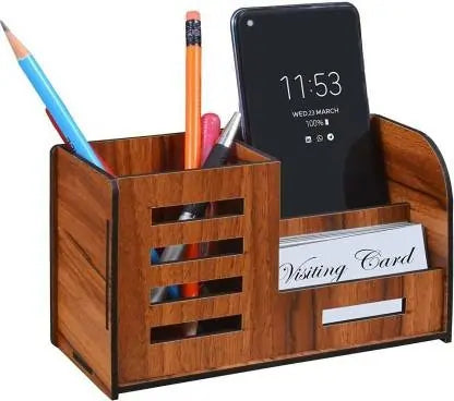 Premium Wooden Desk Organizer with Smartphone Dock - Declutter Your Workspace