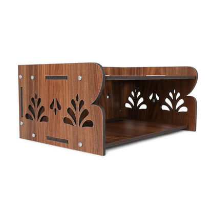 Wooden Wall-Mounted Set-Top Box Holder with Cable Management