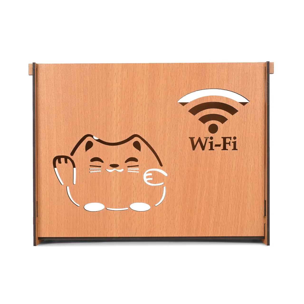 Wooden Wall-Mounted Wi-Fi Router Stand with Cable Management