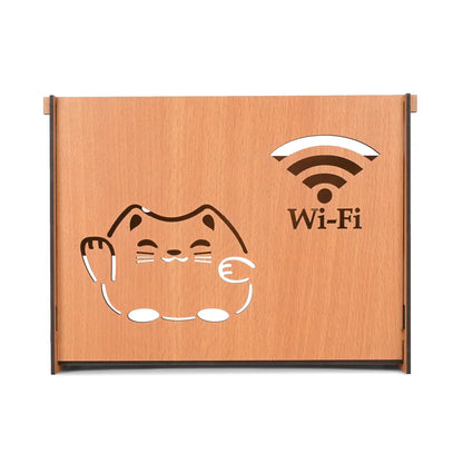Wooden Wall-Mounted Wi-Fi Router Stand with Cable Management