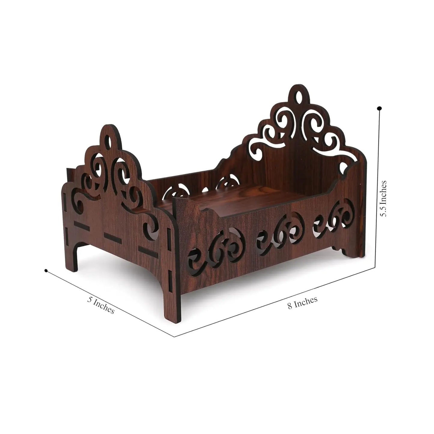 Small  Wooden Wall-Mounted Home Temple with Om and Sunburst Design